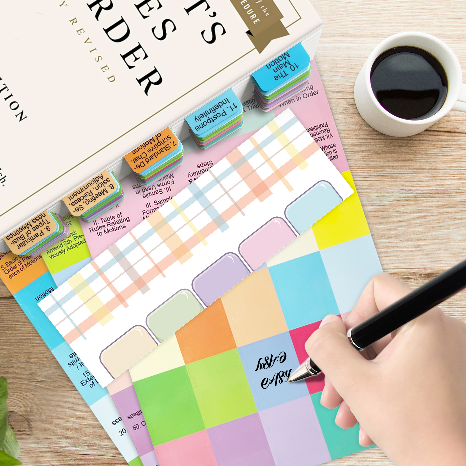 Index Tabs for Robert's Rules of Order Newly Revised, 12th Edition, 90 Color-Coded & Laminated Book Tabs with Alignment Guide (Book Not Included), Repositionable and Long-Lasting - 图片 7